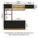 Ver imagem 4 de Armário de Cozinha Completa 270cm Rustic Preto Agata Madesa 04