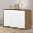 Ver imagem 1 de Cômoda Infantil 4 Gavetas MDF com Sapateira Dominique:Amêndoa / Branco Acetinado