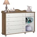 Ver imagem 2 de Cômoda Infantil 6 Gavetas com pés em madeira Provence New:Branco/Amêndoa