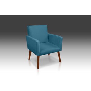 Poltrona Nina Suede Azul Tiffany - Pandora Decor