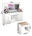 Ver imagem 3 de Penteadeira Camarim Branca 9 Gavetas Infantil Luxo com Leds e Banqueta Luxo