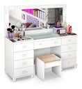 Ver imagem 2 de Penteadeira Camarim Branca 9 Gavetas Infantil Luxo com Leds e Banqueta Luxo