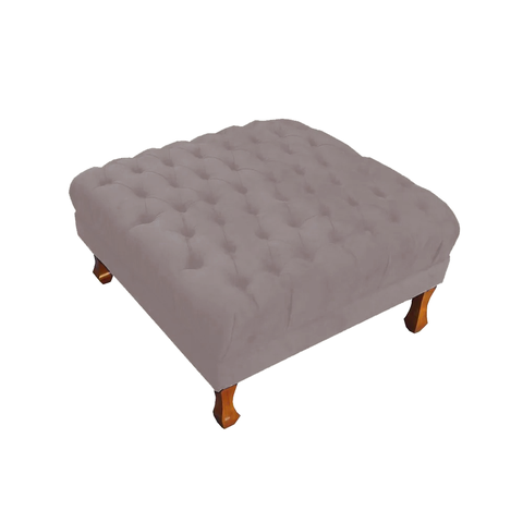Puff Banco Retrô Luis Xv Capitonê 40 x 70 x 70cm Quarto Closet Suede Rose - LM DECOR