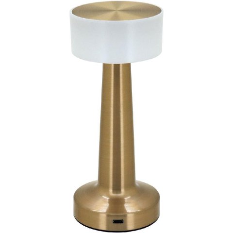 Luminária Decorativa Abajur Led Mesa Usb Metal 21x9x9cm Dourado