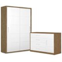 Ver imagem 2 de Cômoda Infantil 4 Gavetas com Sapateira e Guarda-Roupa 2 Portas Dominique:Branco/Amêndoa