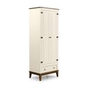 Ver imagem 1 de Guarda-roupa Rústico 2 Portas e 1 Gavetas - Madeira Maciça e Mdf - Off White