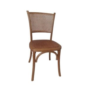 Cadeira em Madeira com Assento em Rattan e Tela Natural