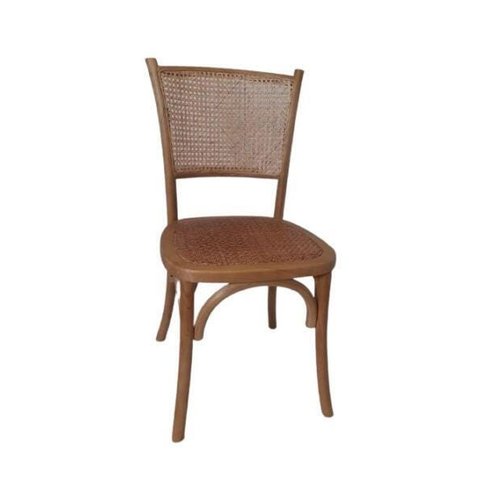 Cadeira em Madeira com Assento em Rattan e Tela Natural