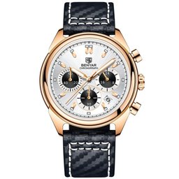Relógio Masculino Analógico Quartzo Cronógrafo Impermeavel Branco Dourado - 1
