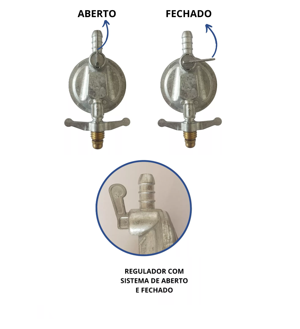 Registro Gás 1kg Regulador + Mangueira 0,80cm + Abraçadeira - 3