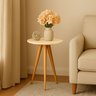 Mesa de Centro Pés Palito Madeira Redonda Decoracão Off White - 2