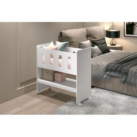 Mini Berço Zain (Com Colchão) - Branco Brilho