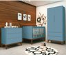 Berço Mini Cama Retrô Square com Pés em Madeira - Azul - 3