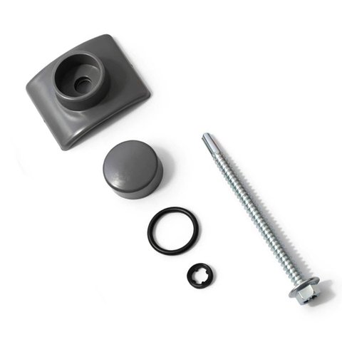 Kit Vedação Fixação Parafuso Capa Telhas Colonial PVC 10 un Cinza