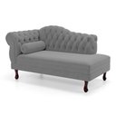 Ver imagem 5 de Divã Recamier Lavínia Clássico 120cm Capitonê com Pés de Madeira Suede Cinza - Desk Design