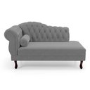 Ver imagem 2 de Divã Recamier Lavínia Clássico 120cm Capitonê com Pés de Madeira Suede Cinza - Desk Design