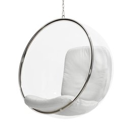 Poltrona Bubble Chair Acrilico com Estofado Sued - Branco - 1