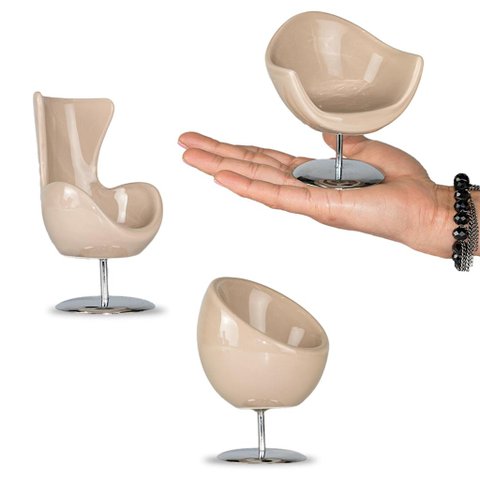 Kit C/3 Miniatura Poltrona Cerâmica Escritório Decoração