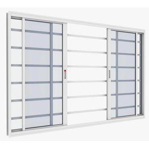 Janela de Alumínio Maxx 04 Folhas Fecho Embutido Branca - 100x200