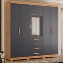 Ver imagem 2 de Guarda Roupa Virtus Casal Quarto com 6 Portas e 4 Gavetas Freijo/titanium