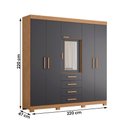 Ver imagem 4 de Guarda Roupa Virtus Casal Quarto com 6 Portas e 4 Gavetas Freijo/titanium
