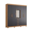 Ver imagem 1 de Guarda Roupa Virtus Casal Quarto com 6 Portas e 4 Gavetas Freijo/titanium