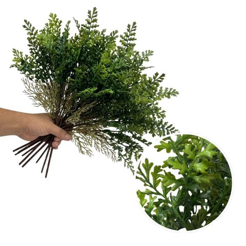 20 Minis Buquês de Samambaia Artificial 35cm Kit Decorativo para Painel Verde, Vasos e Eventos