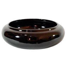 Vaso Ikebana Baixo Redondo Cerâmica Decor de Plantas Garden - Black - 1