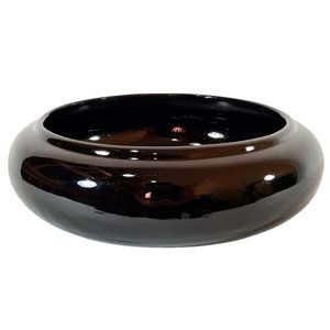 Vaso Ikebana Baixo Redondo Cerâmica Decor de Plantas Garden - Black