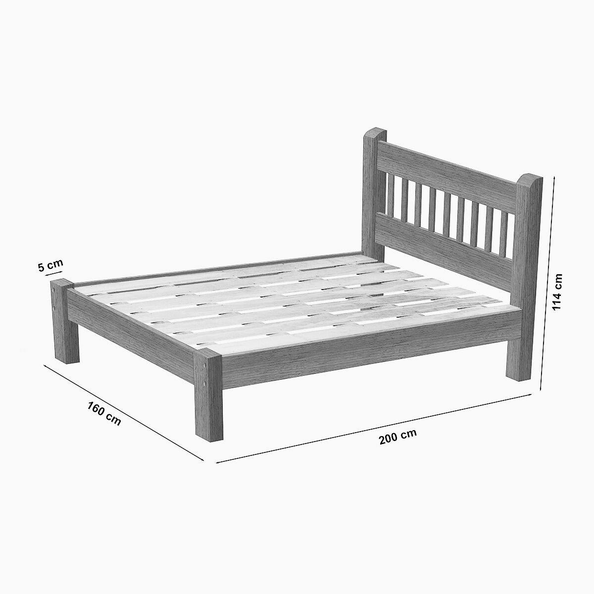 Cama Queen Size Casal Luxo de Madeira Maciça Cedro Tauari Tabaco - 6