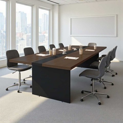 Mesa de Reunião Premium Escritório 3,60m 8 Lugares Freijó