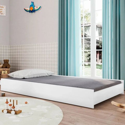 Cama Auxiliar Infantil com Rodízios Branco
