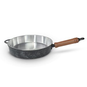 Frigideira Fundida Alumínio Batido Grosso com Tampa 26cm - Preto