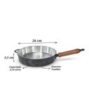 Ver imagem 3 de Frigideira Fundida Alumínio Batido Grosso com Tampa 26cm - Preto