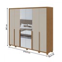 Ver imagem 4 de Guarda-roupa Casal Imperatore 6 Portas 6 Gavetas 100% Mdf com Espelho 81668.285 Amêndoa Clean/off Wh