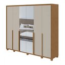 Ver imagem 2 de Guarda-roupa Casal Imperatore 6 Portas 6 Gavetas 100% Mdf com Espelho 81668.285 Amêndoa Clean/off Wh