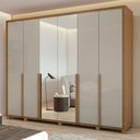 Ver imagem 1 de Guarda-roupa Casal Imperatore 6 Portas 6 Gavetas 100% Mdf com Espelho 81668.285 Amêndoa Clean/off Wh