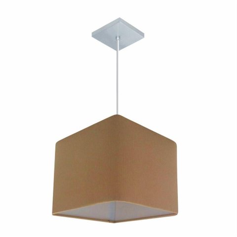 Lustre Pendente Quadrado Md-4058 Cúpula em Tecido 21/25x25cm Palha - Bivolt
