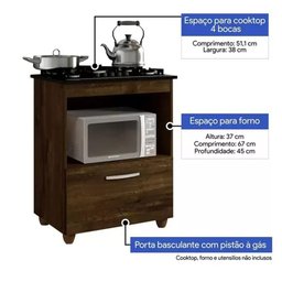 Kit Balcão Cooktop 1 Porta Ipê com Fogão Chef 4 Bocas Bivolt Chamalux - 2