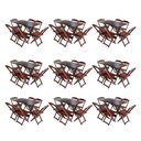 Ver imagem 1 de Kit 9 Jogos de Mesa Dobravel com 6 Cadeiras de Madeira 120x70 para Restaurante e Bar - Imbuia