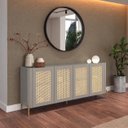 Ver imagem 1 de Buffet Bend 180 cm Porta Sextavada Incolar Grigio com Pé Dourado
