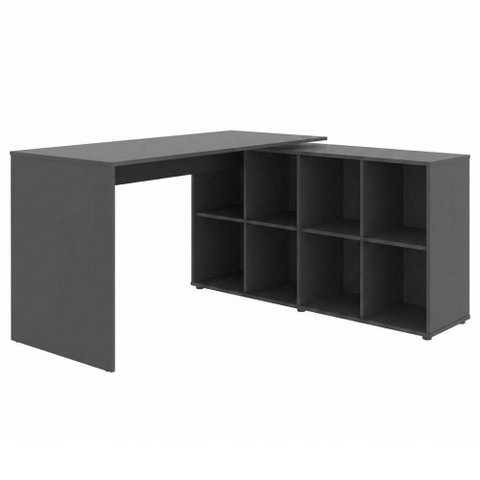 Mesa Escrivaninha Escritorio em L 8 Nichos 140x130 cm Preto Artany