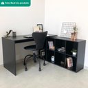 Ver imagem 7 de Mesa Escrivaninha Escritorio em L 8 Nichos 140x130 cm Preto Artany