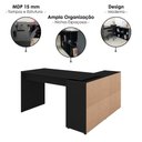 Ver imagem 4 de Mesa Escrivaninha Escritorio em L 8 Nichos 140x130 cm Preto Artany