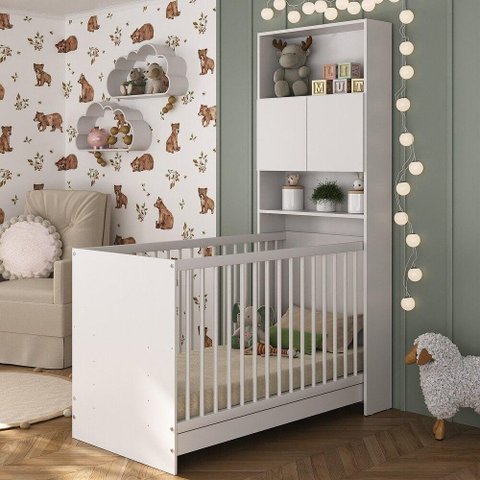 Berço 3 em 1 com Armário 2 Portas Multimóveis Mp4143 Branco