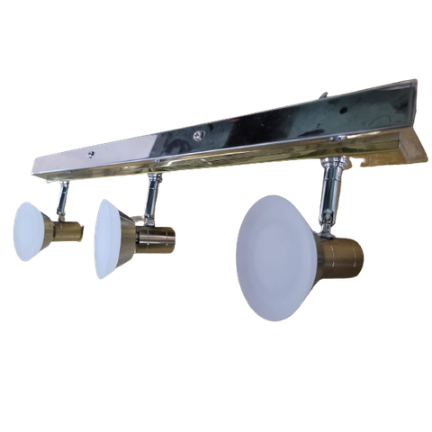 LUMINÁRIA TRILHO DOURADA E CROMADA 3 LUZES - OUTLET Decorshop