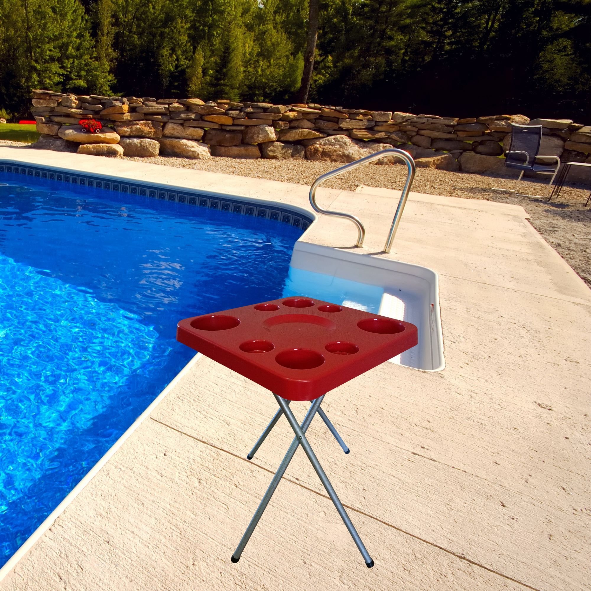 Mesa Dobravel para Petisco Piscina Praia Camping:vermelho - 4