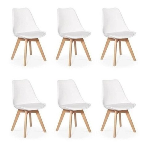 Kit C/ 6 Cadeiras Leda Eiffel Wood Saarinen Branca