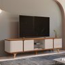 Rack para Tv até 60 Polegadas Roma 4 Portas 1 Prateleira com Vidro Cedro/off White - Casa D - 1