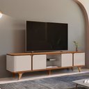 Ver imagem 1 de Rack para Tv até 60 Polegadas Roma 4 Portas 1 Prateleira com Vidro Cedro/off White - Casa D